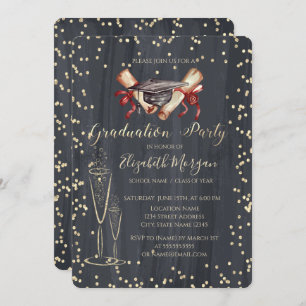 Graduierungskappe, Diplomglas-Diamanten-Abschluss Einladung