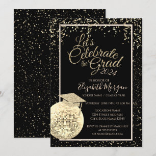 Graduierungskappe, Disco-Ball Confetti-Abschluss Einladung
