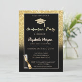 Graduierungskappe für Glitzer, Confetti, Wein, Gla Einladung (Stehend Vorderseite)