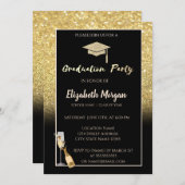 Graduierungskappe für Glitzer, Confetti, Wein, Gla Einladung (Vorne/Hinten)