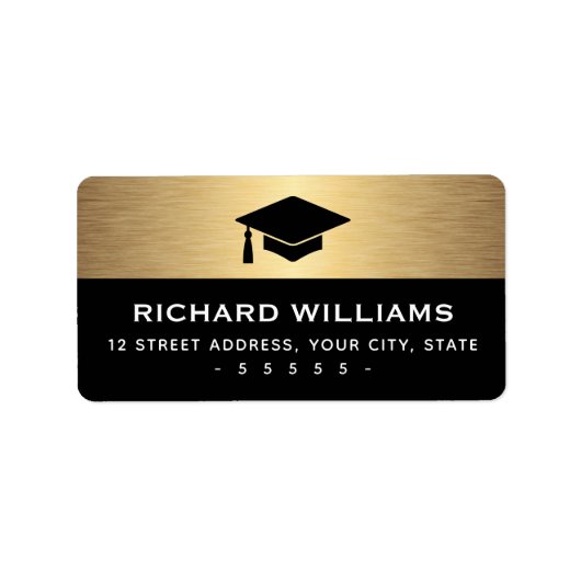 Graduierungskappe goldene Gradientenrate Rücksende Adressaufkleber (Vorne)