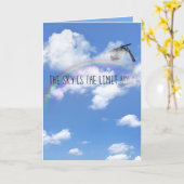 Graduierungskappe in Wolken mit Regenbogen Karte (Gelbe Blume)