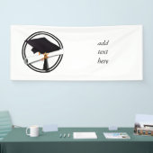 Graduierungskappe mit schwarzweißem Kreis Banner (Messe)