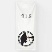 Graduierungskappe mit schwarzweißem Kreis Banner (Vertikal)
