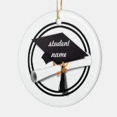 Graduierungskappe mit schwarzweißem Kreis Keramikornament (Links)