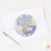 Graduierungskappe, Name, Holografie Runder Aufkleber (Umschlag)