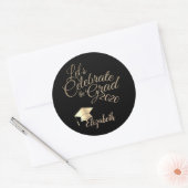 Graduierungskappe, Name Schwarz Runder Aufkleber (Umschlag)