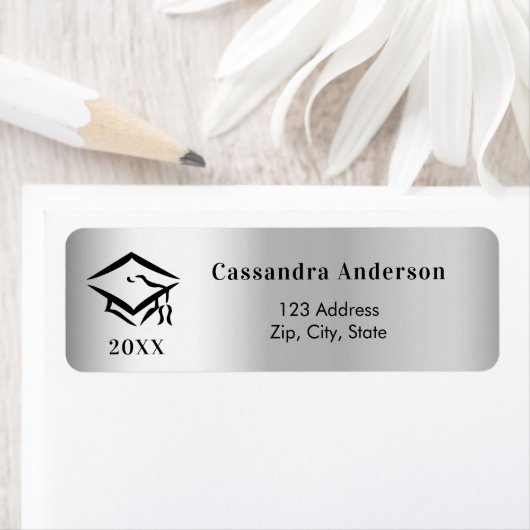 Graduierungskappe silberne Rücksendeadresse (Insitu)