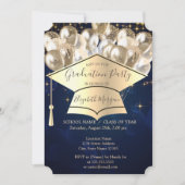 Graduierungskappe, Sternenballons, Blauer Abschlus Einladung (Vorderseite)