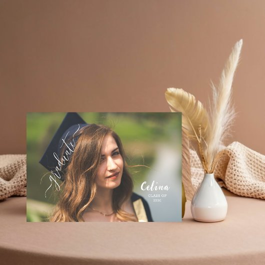 Graduierungskappe und Foto Tassel Pink Wasserfarbe Dankeskarte