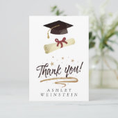 Graduierungskappe und Tassel Gold Foil Danke Karte (Stehend Vorderseite)