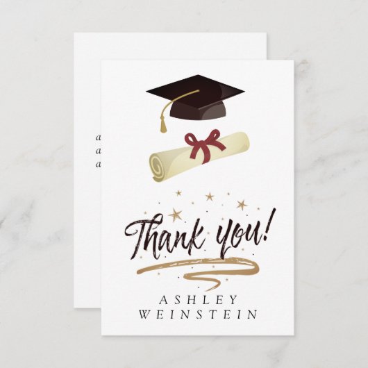 Graduierungskappe und Tassel Gold Foil Danke Karte (Vorne/Hinten)