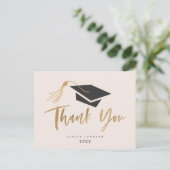 Graduierungskappe und Tassel Gold Pinselstrich Pos Postkarte (Stehend Vorderseite)