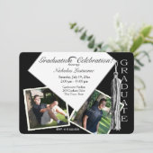 Graduierungskappe und Tassel mit Fotos Einladung (Stehend Vorderseite)