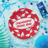 Graduierungsklammern Personalisiertes rotes und we Pappteller (Party)