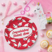 Graduierungsklammern Personalisiertes rotes und we Pappteller (Party)