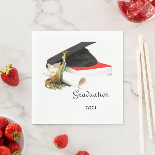 Graduierungsmütze mit Diplompapier Napkin Serviette (Beispiel)