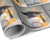 Graduierungsobergrenze auf einem flammenden Baseba Geschenkpapier (Rolleneckpunkt)