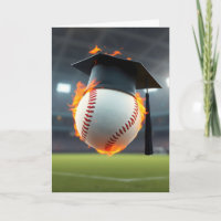 Graduierungsobergrenze auf einem flammenden Baseba