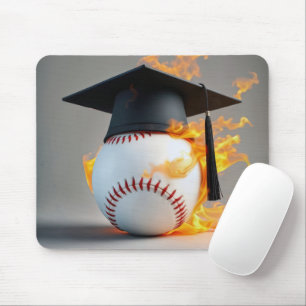 Graduierungsobergrenze auf einem flammenden Baseba Mousepad