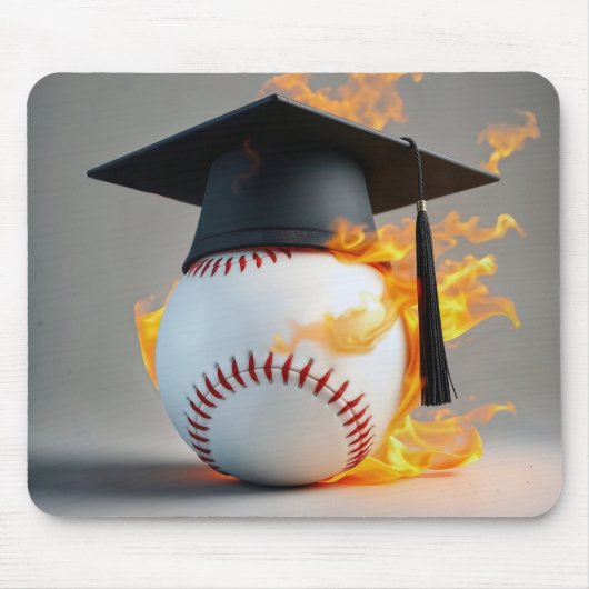 Graduierungsobergrenze auf einem flammenden Baseba Mousepad (Vorne)