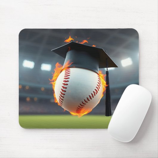 Graduierungsobergrenze auf einem flammenden Baseba Mousepad (Mit Mouse)