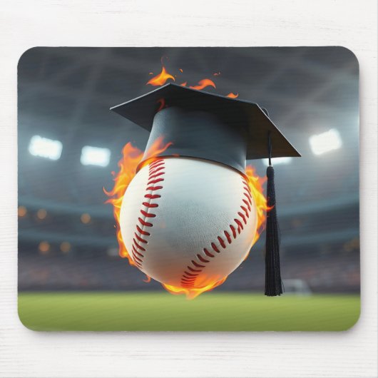 Graduierungsobergrenze auf einem flammenden Baseba Mousepad (Vorne)