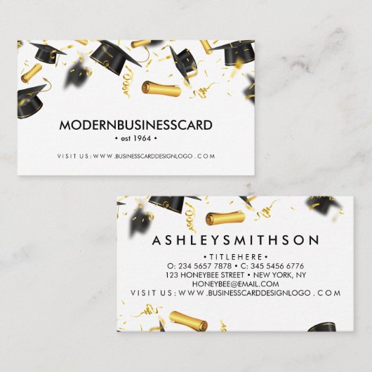 Graduierungsobergrenze Grown School Collage Visitenkarte (Vorne/Hinten)