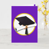 Graduierungsobergrenze mit Diplom - Lila Karte (Gelbe Blume)