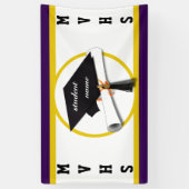 Graduierungsobergrenze mit Diplom- und Goldzirkel Banner (Vertikal)