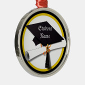 Graduierungsobergrenze mit Diplom- und Goldzirkel Silbernes Ornament (Rechts)