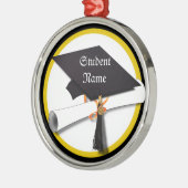 Graduierungsobergrenze mit Diplom- und Goldzirkel Silbernes Ornament (Links)