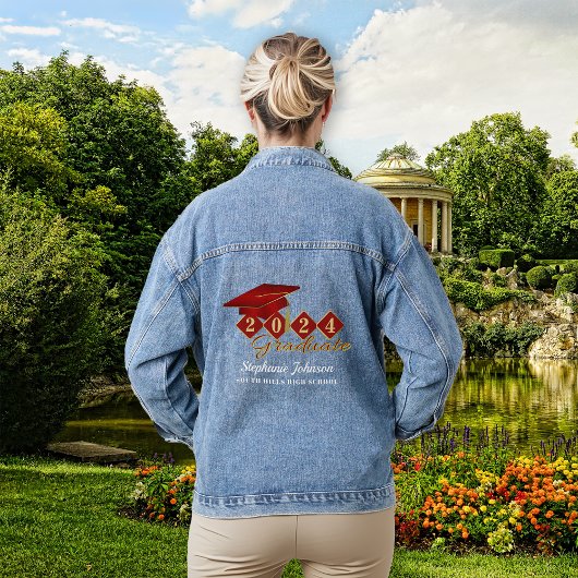 Graduierungsobergrenze Red Gold Personalisiert Jeansjacke