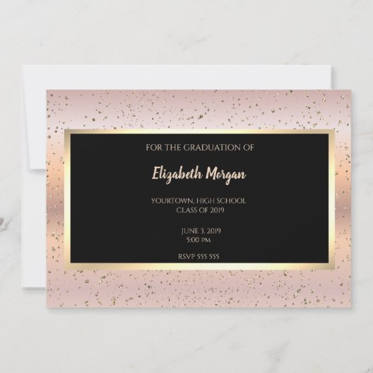 Graduierungsobergrenze, Rose Gold Abschluss Save t Save The Date (Rückseite)
