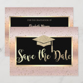 Graduierungsobergrenze, Rose Gold Abschluss Save t The Date (Vorne/Hinten)