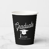 Graduierungsobergrenze Schwarz-weiße Klasse Pappbecher (Rückseite)