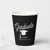 Graduierungsobergrenze Schwarz-weiße Klasse Pappbecher (Vorderseite)