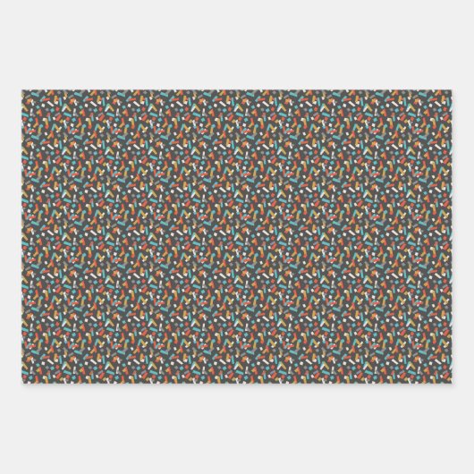 Graduierungsobergrenze, Tassel und Confetti Geschenkpapier Set (Vorderseite 3)