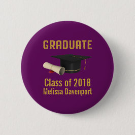 Graduierungsobergrenze und Diplom für die Lila Kla Button