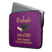 Graduierungsobergrenze und Diplom für die Lila Kla Laptopschutzhülle (Vorderseite Links)