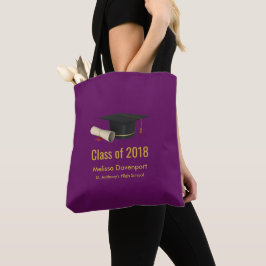 Graduierungsobergrenze und Diplom für die Lila Kla Tasche