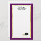 Graduierungsobergrenze und Diplom für Lila Briefpapier (Vorne/Hinten)