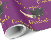 Graduierungsobergrenze und Diplom für Lila Glückwü Geschenkpapier (Rolleneckpunkt)