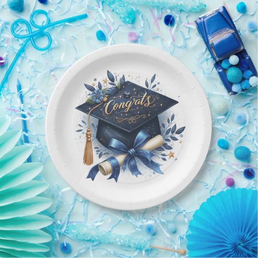 Graduierungsobergrenze und Diplom Pappteller (Party)