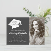 Graduierungsobergrenze und Foto für Schiefer Einladung (Stehend Vorderseite)