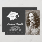 Graduierungsobergrenze und Foto für Schiefer Einladung (Vorne/Hinten)