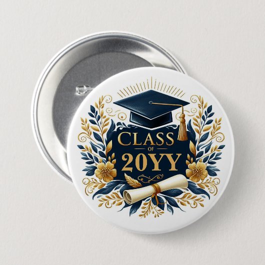 Graduierungspapier, Diplom, Blume-Klasse Button (Vorne & Hinten)