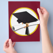 Graduierungspapier & Diplom - dunkelroter Hintergr Flyer (Hand)