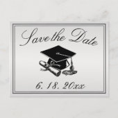 Graduierungspapier Silver Save the Date Ankündigungspostkarte (Vorderseite)