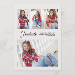 Graduierungspartei 4 Foto Ankündigung Weiß Moderne